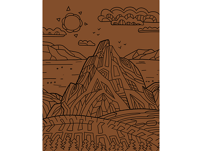 Mountain Landscape animation art branding cartoon character coloring coloring page design drawing graphic design hand draw illustration logo logo design motion graphics mountain natural sea sun wild