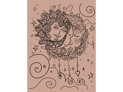 Sun & Moon animation art artline branding cartoon character coloring coloring page design illustration illustrator logo moon sun vector art