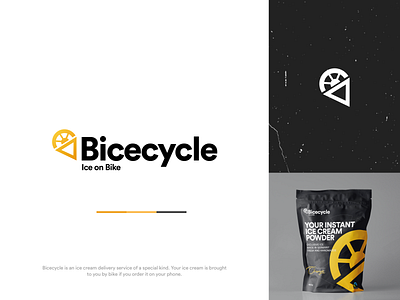 Bicecycle Logo app icon bicycle bike brand branding design food ice cream idenity illustration logo logodesign minimal orange typography wheel