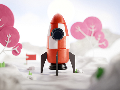 Rocket on Fantasy Moon 3D