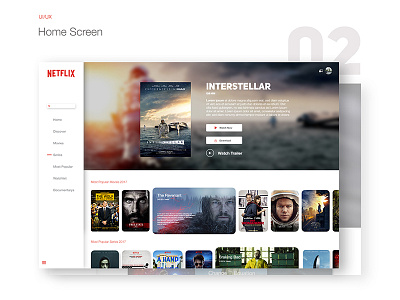 Netflix | Ui Redesign design graphicdesign illustration minimal movies netflix sidebar ui user interface ux web