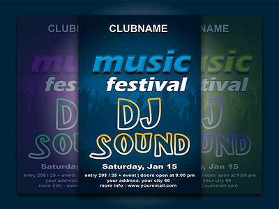 Template Invite Music Festival DJ Sound animation design graphic design inv invitation card