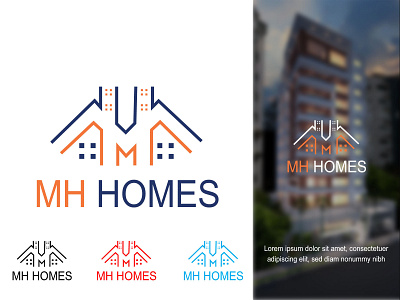 MH HOMES architectural construction contracting design logo vector