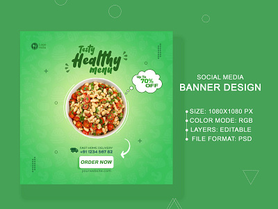 Healthy food menu web banner design