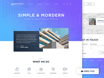 Architecture Concept - Free PSD architecture building construction free freebies layout photoshop psd real estate template ui web