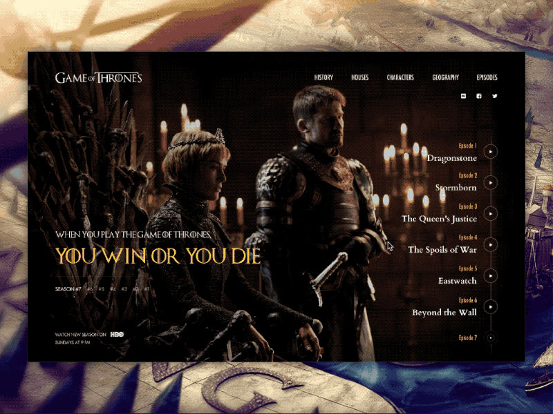 Game of Thrones TV Series Landing Page - Daily UI #03 animation film game of thrones got interactive landing page series template tv ui ux web