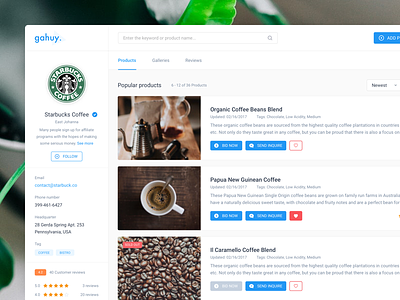 ☕️ Products - Galleries - Reviews Page [WIP] b2b business coffee dashboard gallery product review ui ux vietnam web app