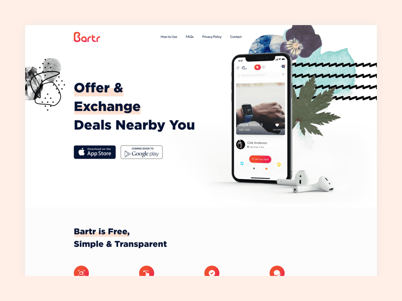 Bartr - App Landing Page