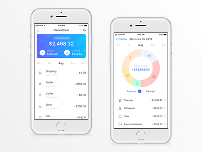 Banking App - Transactions & Stats bank app banking banking app basic expense finance income mobile modern money shopping stat transaction ui vietnam