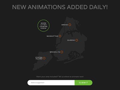 New Animations Added Daily - Map and suggestion form cities form map new york submit ui ux web design
