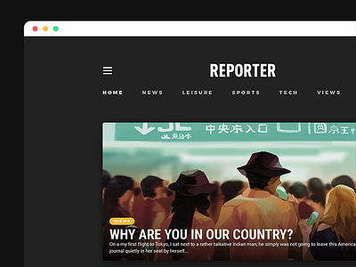 Reporter Site • Visual Design Preview comp design interaction design layout ui user experience user interface ux visual