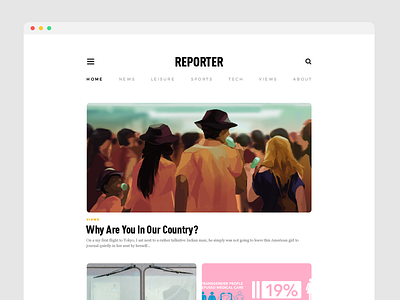 Reporter Site • Visual Design Preview 2 comp design interaction design layout ui user experience user interface ux visual