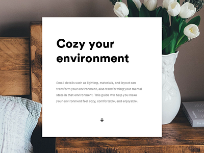 Cozy Your Environment comfort cozy editorial hygge minimal photography relaxation scandinavian typography ui