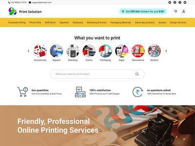 Print Solution a 2 z print solution landing page print your media printing solution ui ux design web design