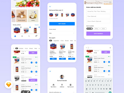 OGO (Online grocery order- app) automation enabled experience design grocery app mobile app ui