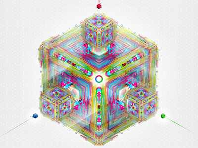 Fusion Cube 3d abstract cube fusion lines pattern