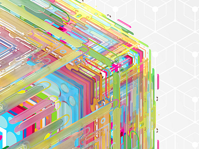Fusion Cube Crop 3d abstract cube fusion lines pattern rgb