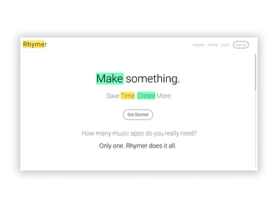 Rhymer app design interface music ui ux web design website