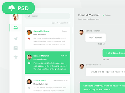 Free PSD - Direct Messaging dashboard design direct email messaging ui ux web