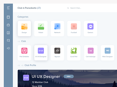 Clubbb App Dashboard dark dashboard flat gradient home illustration jogja jogjaplayoff light list owl profile