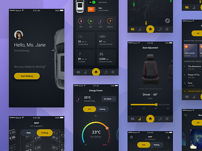 Future Car App Concept apps car concept dark future iot mobile robot sharing tesla ui ux