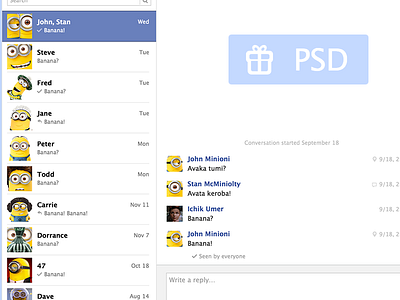 Freebie: Facebook messages [.psd] chat despicable me facebook freebie interface messages minions practice psd retina ui