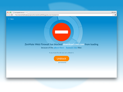ZenMate Web Firewall Block Screen adblocker block browser chrome extension privacy tracking web firewall