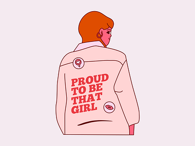 Proud flat girl girl power illustration outline proud woman