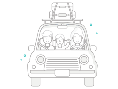 Family Road Trip car character family illustration outline travel trip vector