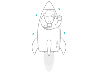 To infinity and beyond character illustration outline rocket space vector
