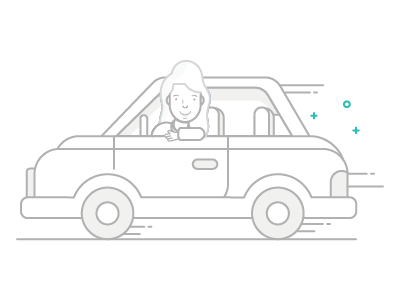 Wanna take a ride? car character illustration outline ride travel trip vector
