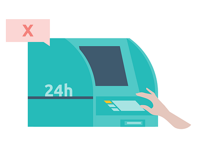 ATM machine atm bank cash credit error flat illustration machine money terminal vector