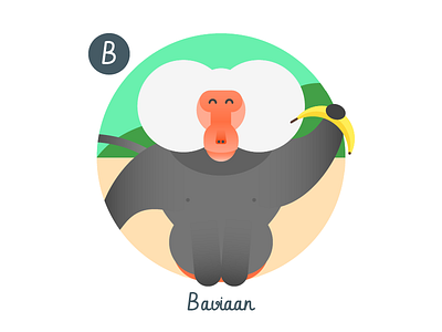 B is for Baviaan abc alphabet animals dutch education kids language poster