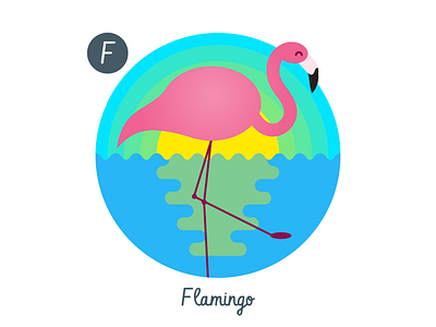 F is for Flamingo abc alphabet animals dutch education kids language poster