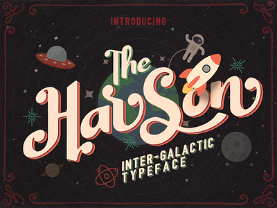 Harson Inter-Galactic Typeface astronout display font handlettering magazine movie poster retro rocket space typeface vintage