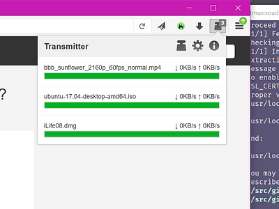 Transmitter for Transmission browser add on browser extension firefox torrent transmission ui webextension