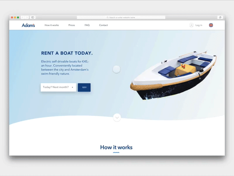 Adam's Boats desktop homepage