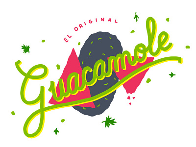 Guacamole Lettering aguacate cilantro guacamole. avocado illustration lettering letters mexico recipe script