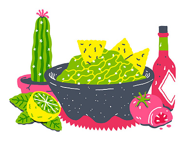 Guacamole Recipe aguacate avocado cactus food guacamole illustration lime mexican recipe still life tabasco tomato