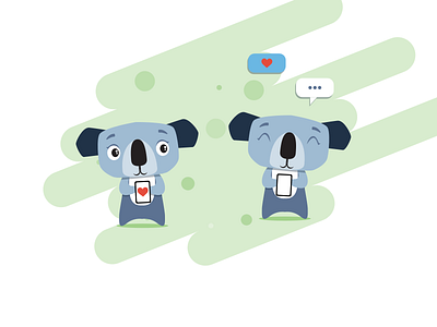 Koala Love Illustration 2d anime art cute flat header illustration illustrator koala love message vector