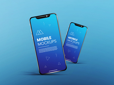 Realistic & clean app screen white blue smartphone mockup