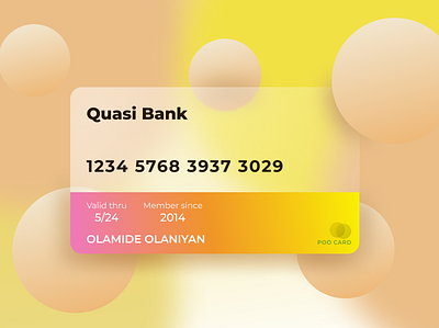 Bank card for Quasi Bank branding design ui