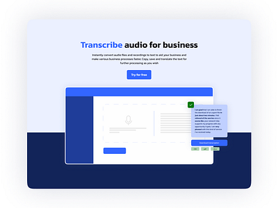 SaaS Website Design Services section | Transcription design landing page design ui ux web