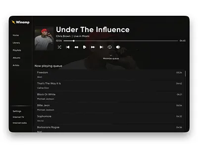 Winamp Redesign | Now playing minimized screen app design ui ux