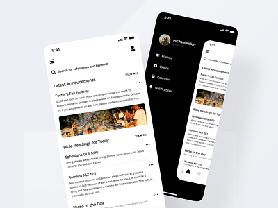 Hymn App | Home & Menu Screens Design book book reading clean ui design hymn interface minimal modern modern design reading reading app ui user experience user inteface ux