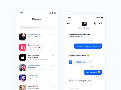 Messages - CareerVan App chat chatbot chatting clean ui conversation creative design design interface message messages messaging app minimal modern ui ui design user experience user inteface ux ux design