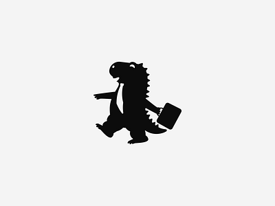 Jobjira black cute godzilla job logo mascot silhouette