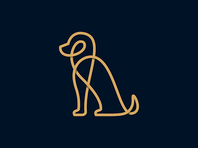 Dog dog doggy elegant line logo logotype monoline shadow sitting swirls