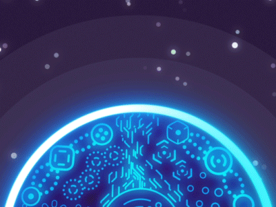 Inside the planet after effects animation gif machine mechanism motion design motion graphics neon planet space stars tech