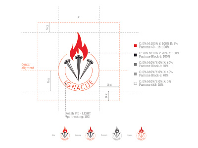 Logo treatment - detail branding flame logo design nails red religion type vector